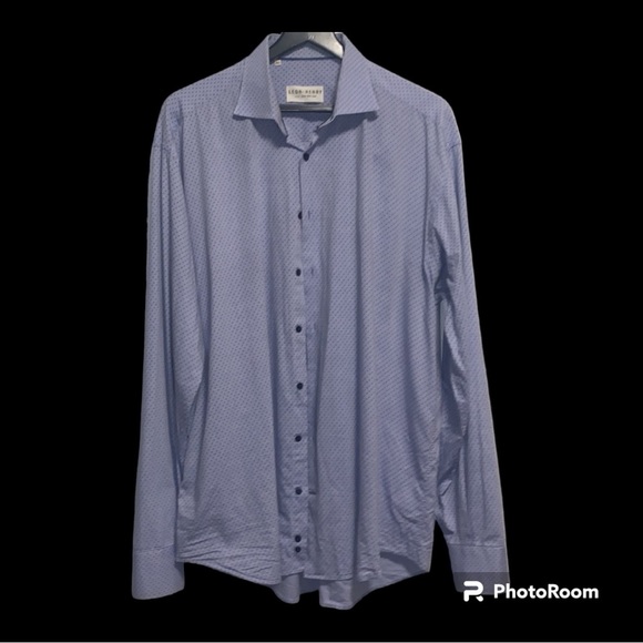 2/$14 💀 | Leon Henry | Men’s XXL Dress Shirt | Blue & Black - Picture 3 of 6